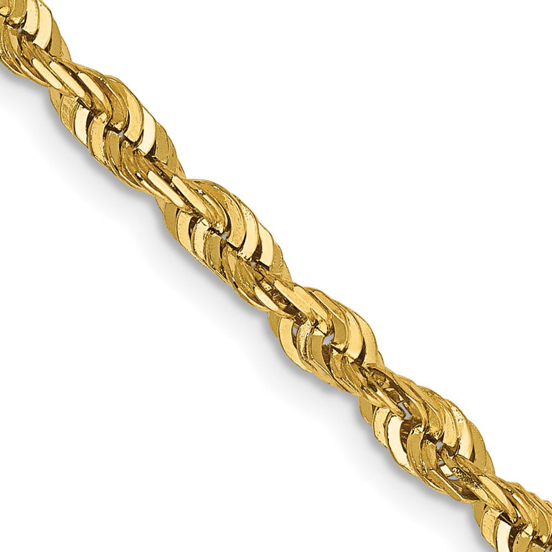 14K Yellow Gold 4mm Extra Light Diamond-Cut Rope With Lobster Clasp Chain Necklace