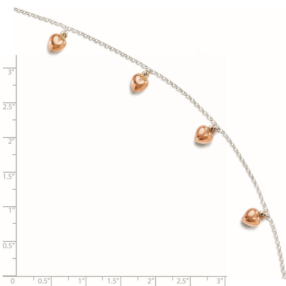 Sterling Silver Rose-Tone 18K Flash-Plated 9In Plus 1In Ext. Ankle