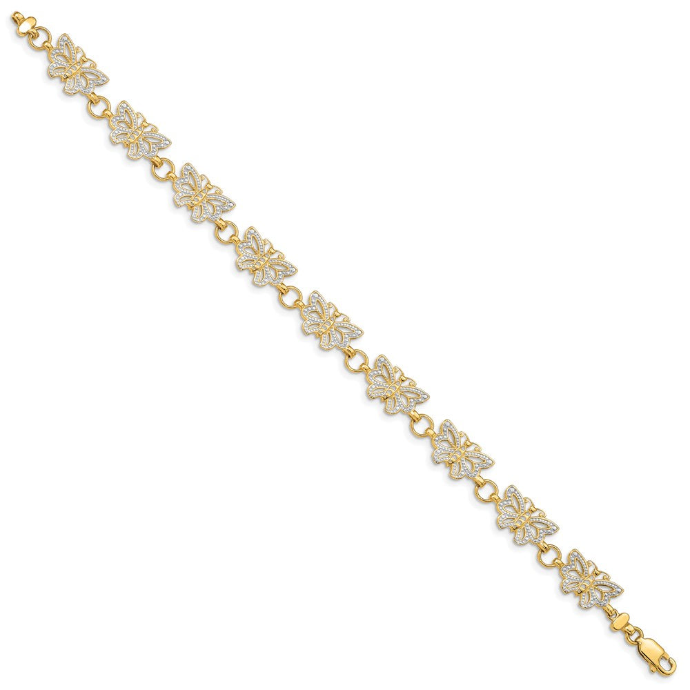 7 Inch 14K W/Rhodium Butterfly Bracelet