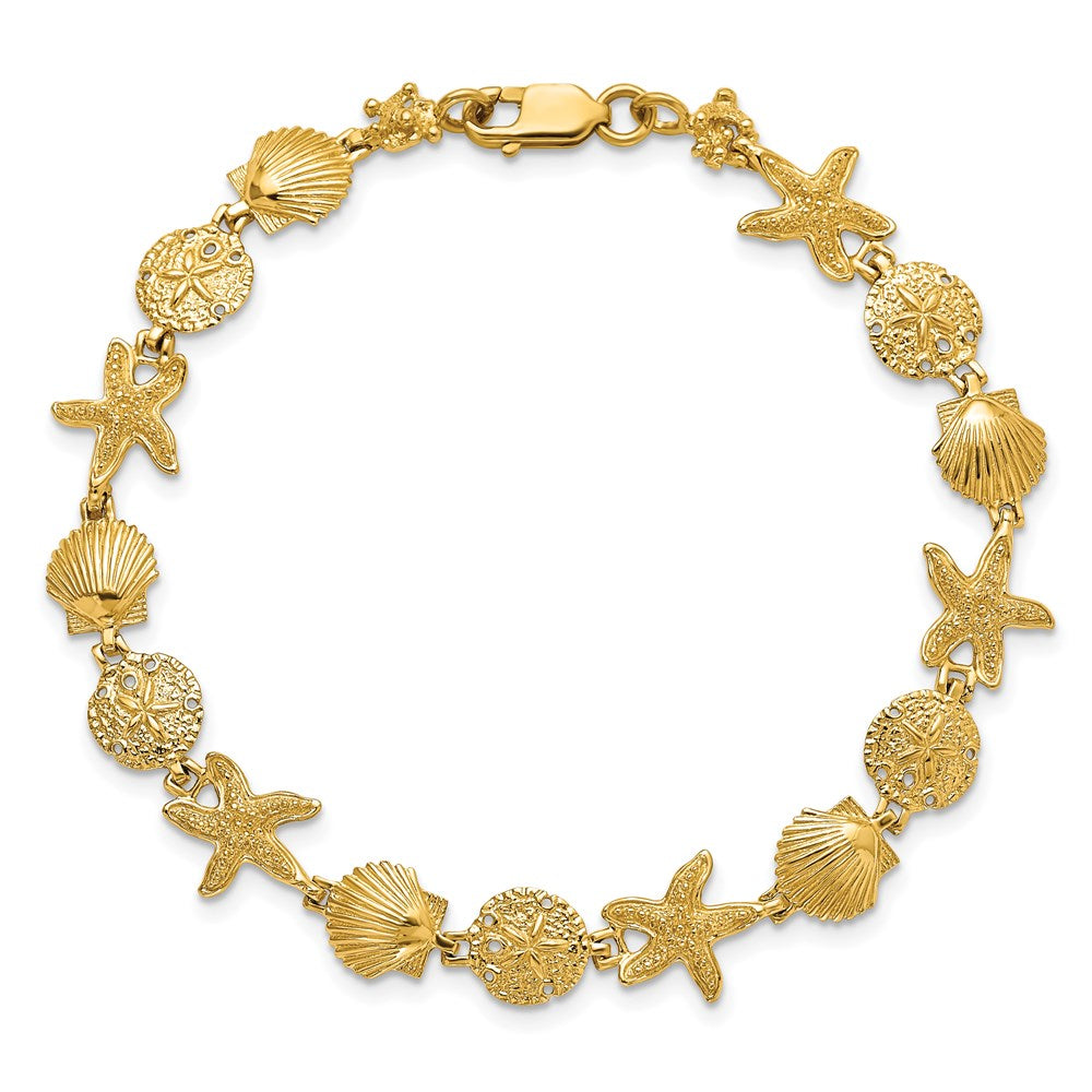 7.5 Inch 14K Seashell Theme Bracelet