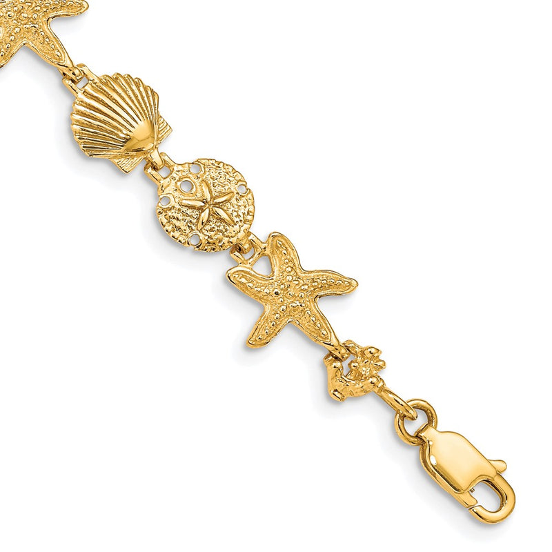 7.5 Inch 14K Seashell Theme Bracelet