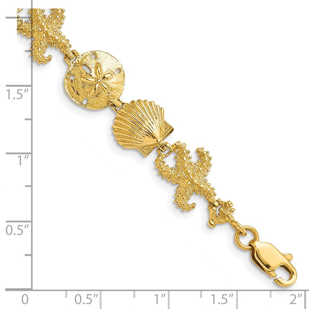 7.25 Inch 14K Seashell Theme Bracelet