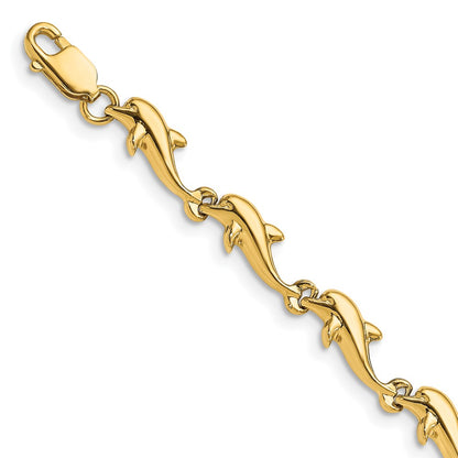 7 Inch 14K Dolphin Bracelet