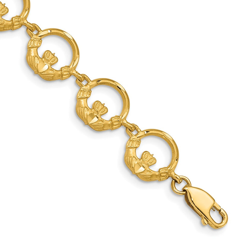 7 Inch 14K Claddagh Bracelet