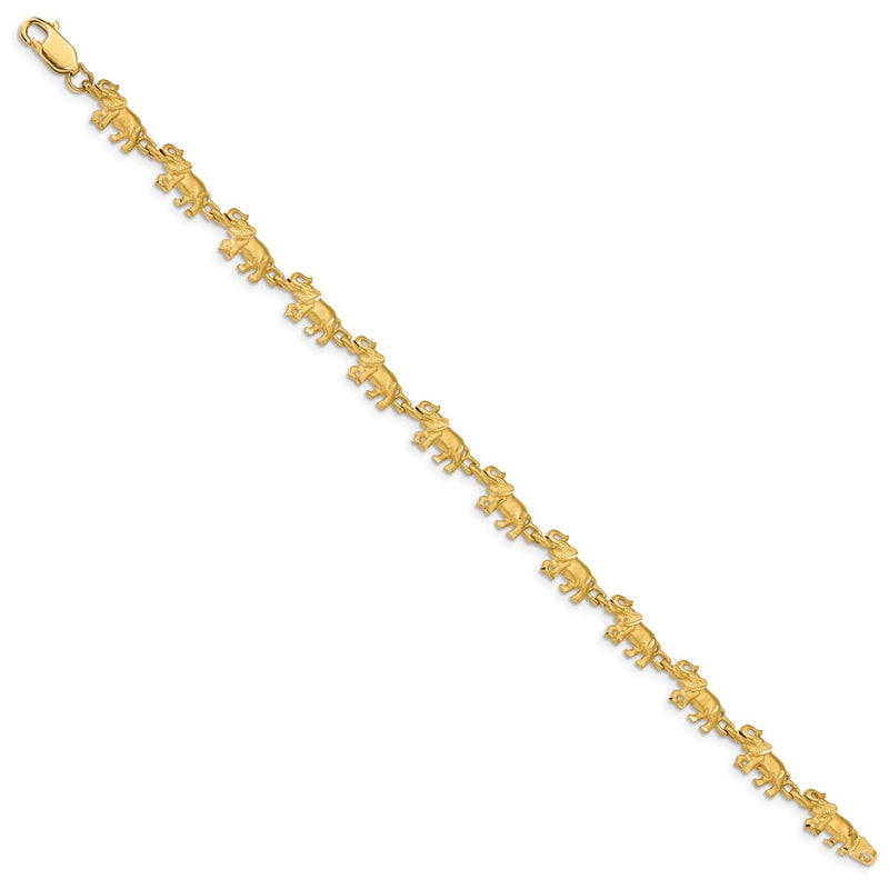 7 Inch 14K Elephant Bracelet