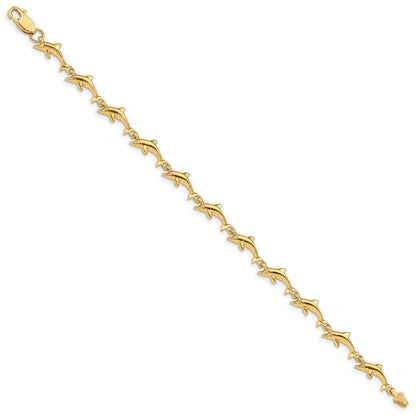 7 Inch 14K Dolphin Bracelet