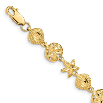 7 Inch 14K Sea Life Bracelet