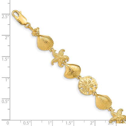 7.25 Inch 14K Sea Life Bracelet