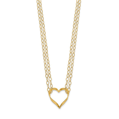 14K Yellow Gold Adjustable Double Strand Heart Necklace