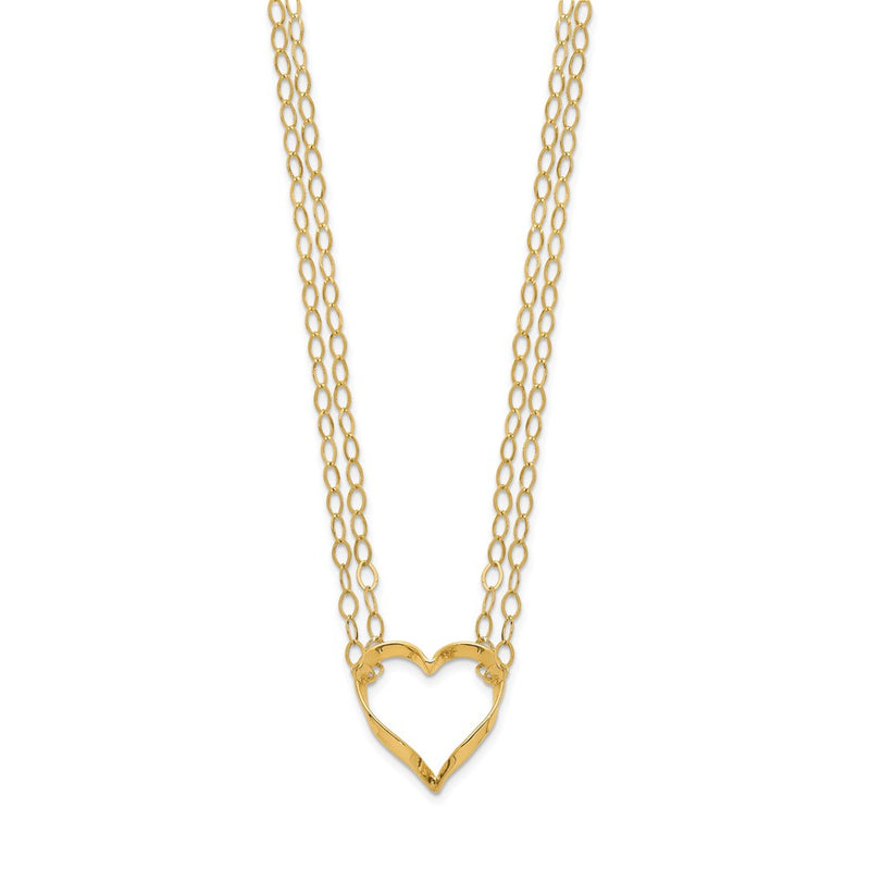 14K Yellow Gold Adjustable Double Strand Heart Necklace