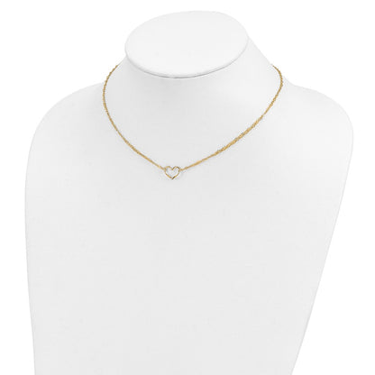 14K Yellow Gold Adjustable Double Strand Heart Necklace