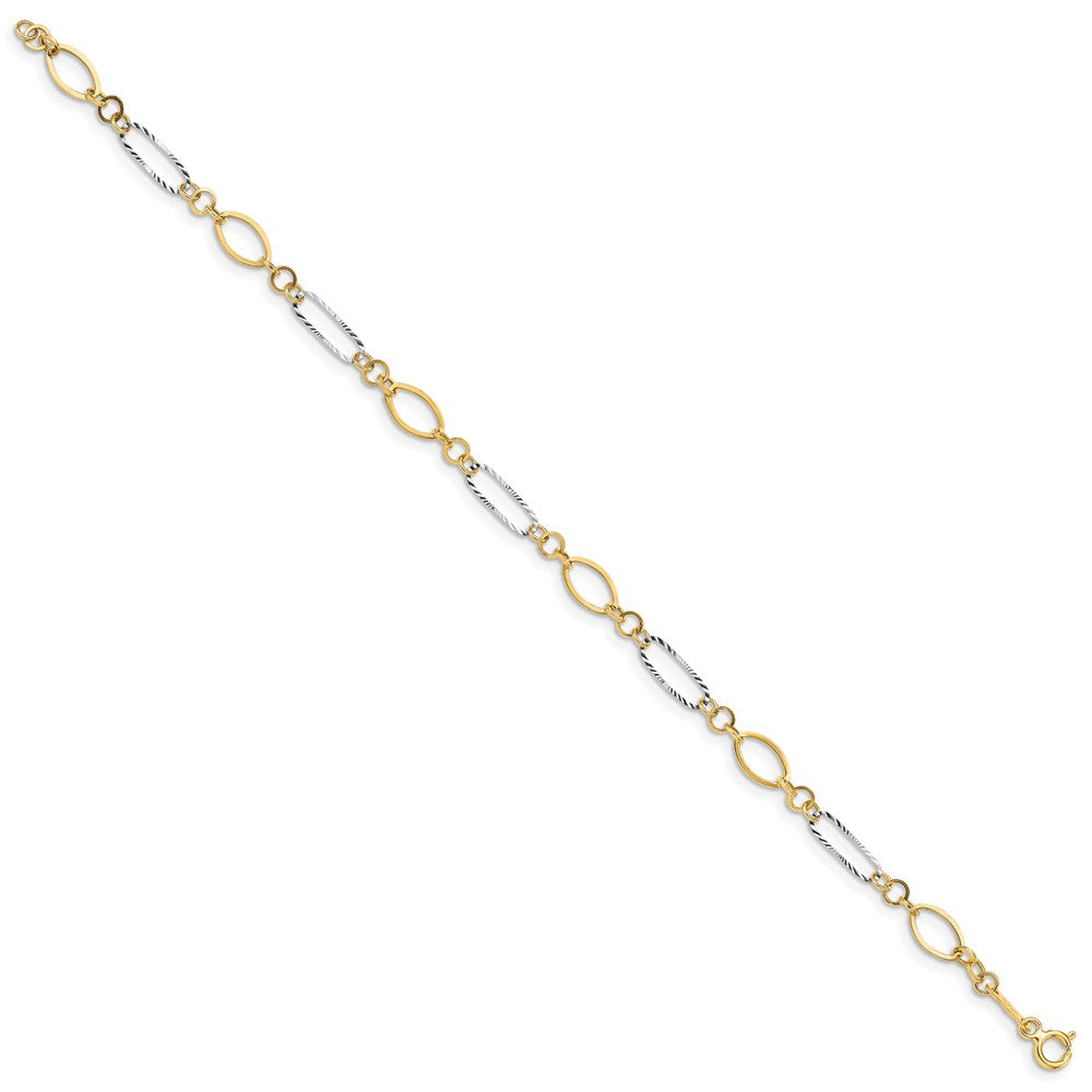 7.25 Inch 14K Two-Tone Oval Link Bracelet