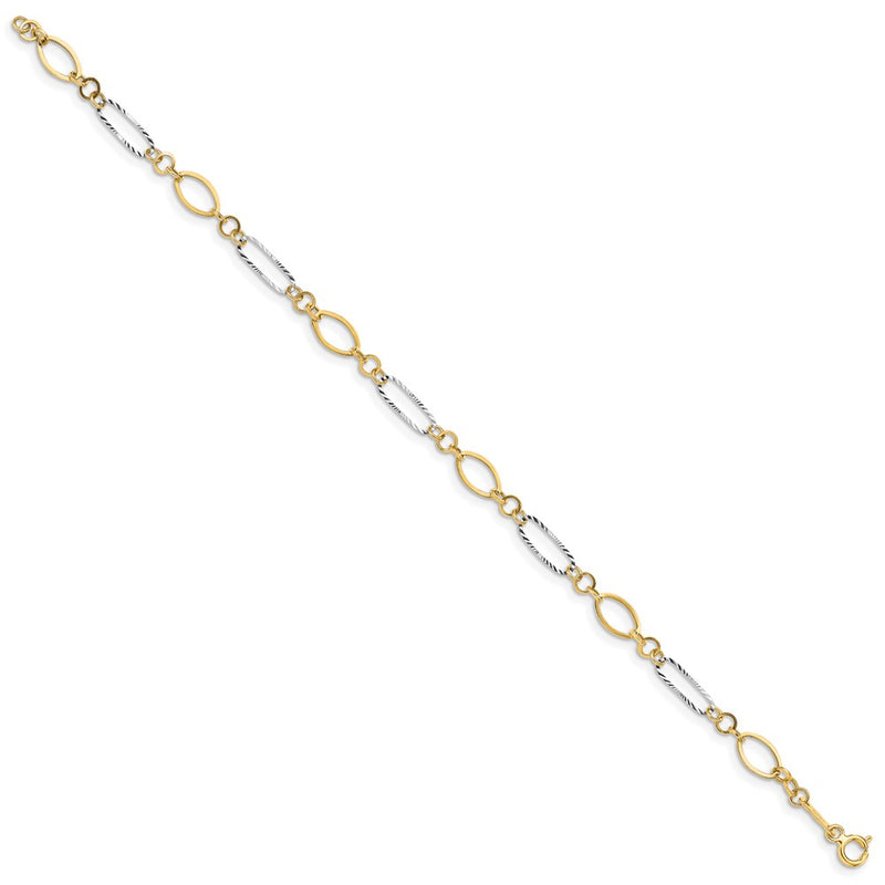 7.25 Inch 14K Two-Tone Oval Link Bracelet