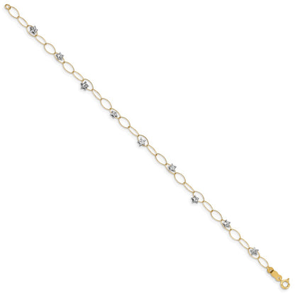 7.25 Inch 14K Two-Tone Puff Stars Bracelet