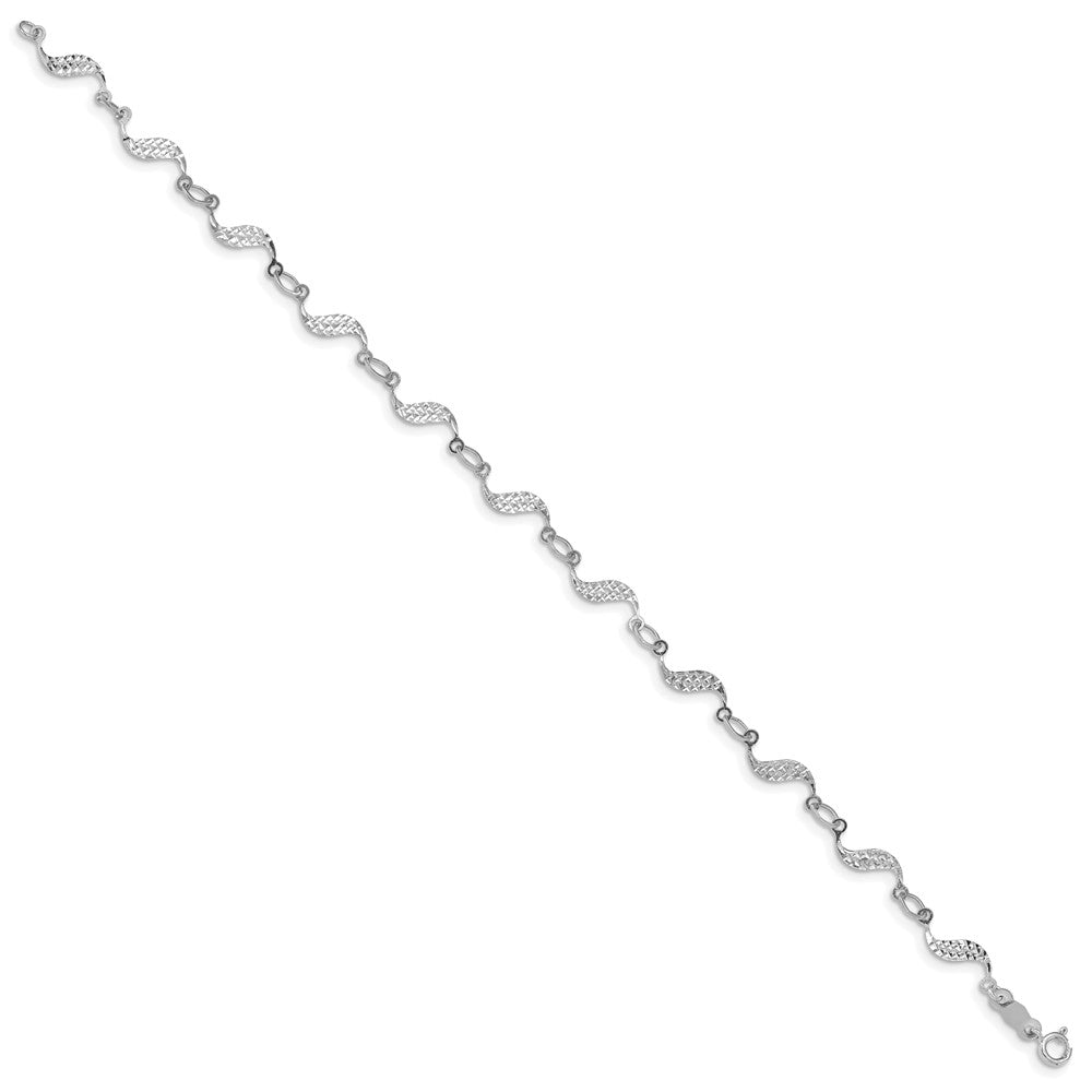 14K White Gold Diamond-Cut Bracelet