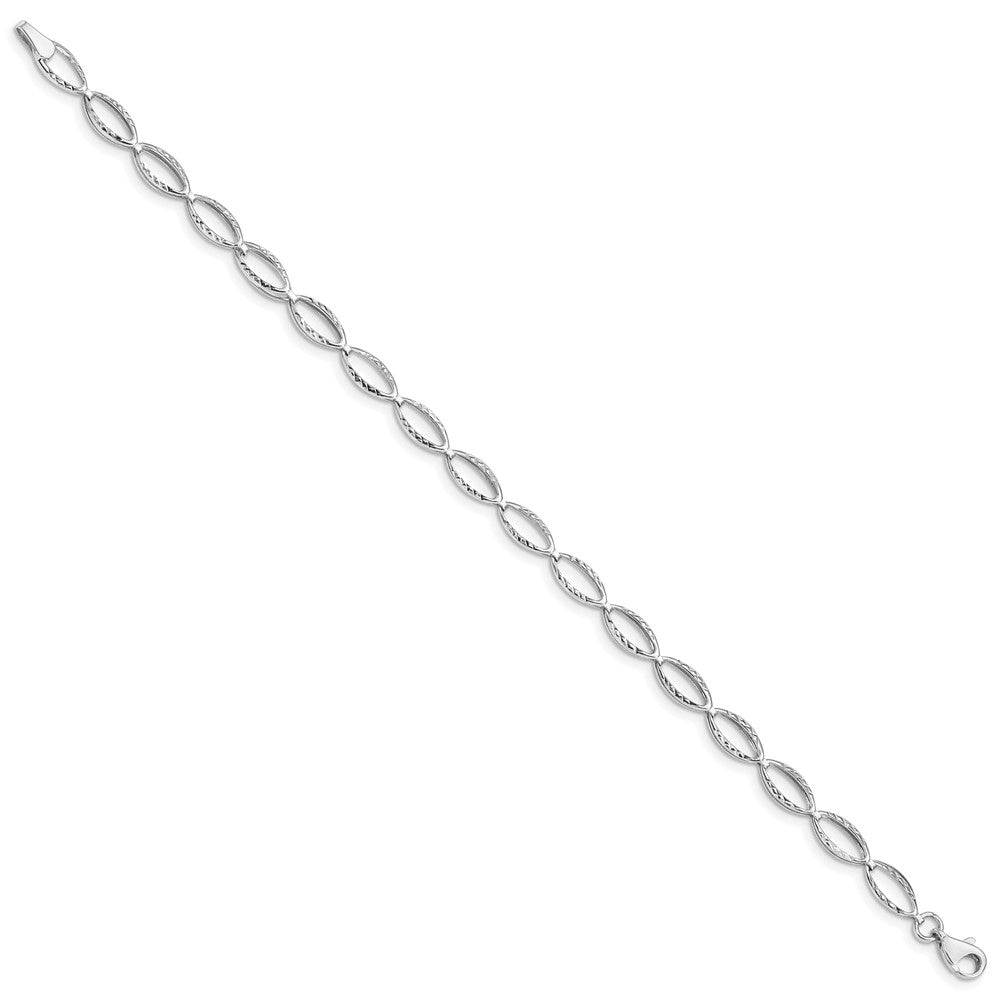 14K White Gold Polished Oval Link Chain Bracelet