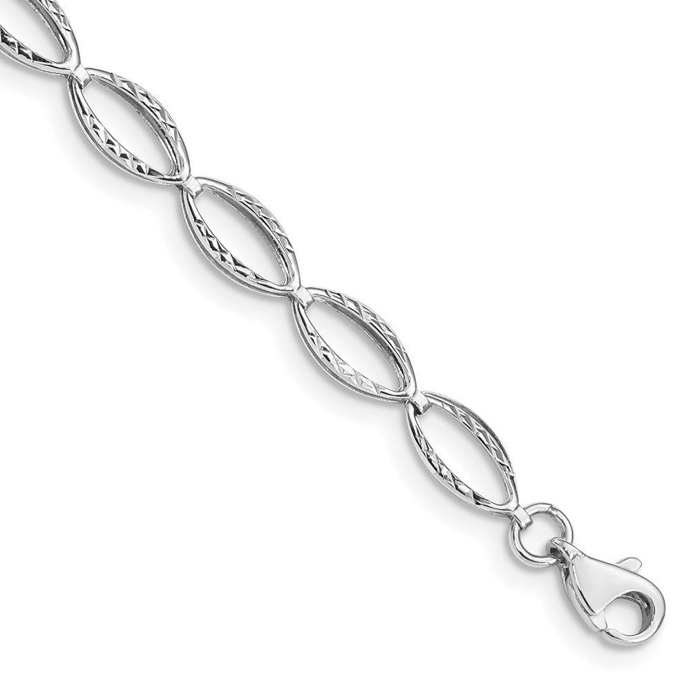 14K White Gold Polished Oval Link Chain Bracelet
