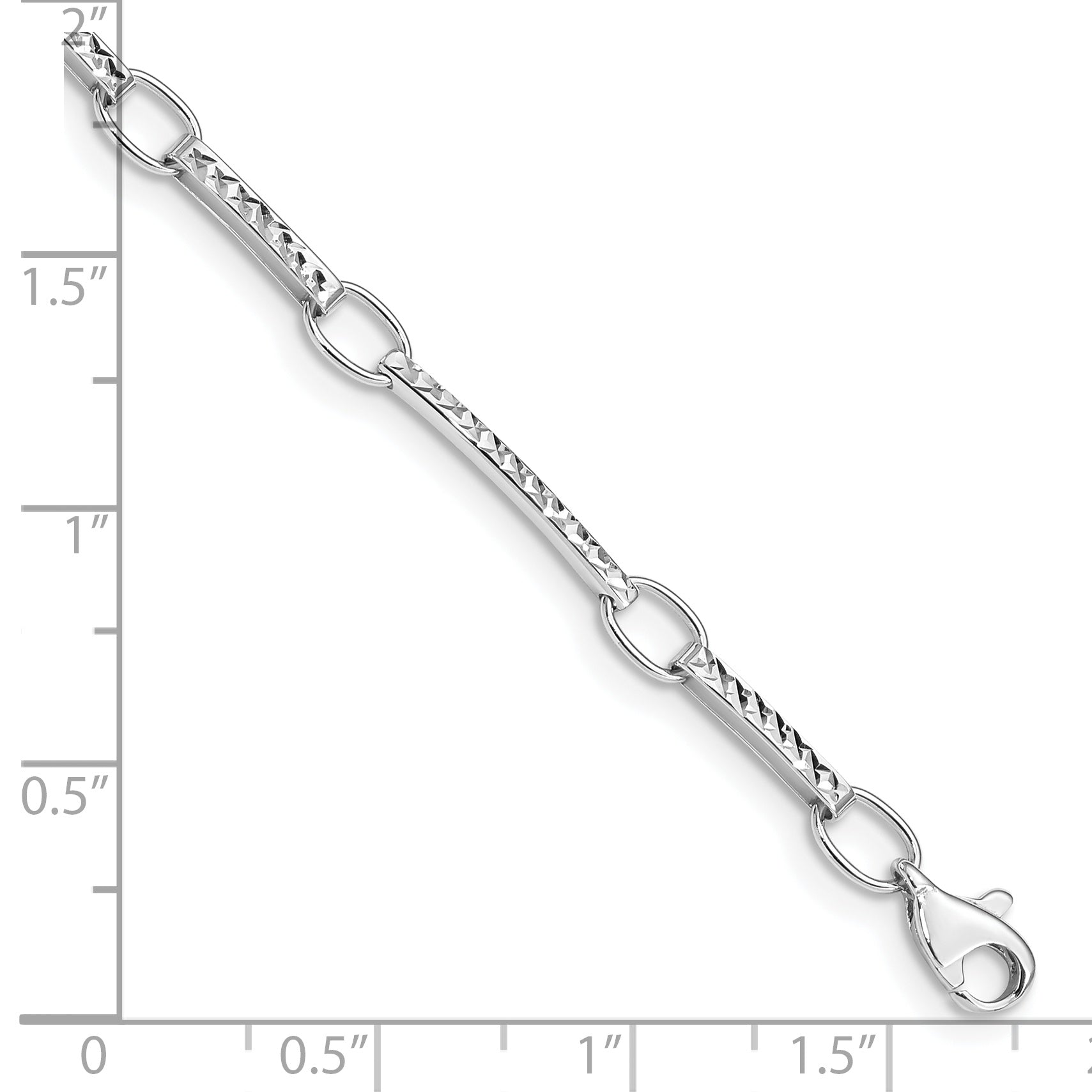 7.25 Inch 14K White Gold Polished And Textured Fancy Link Bracelet