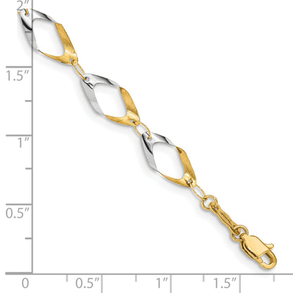 7 Inch 14K And White Rhodium Oval Link Chain Bracelet