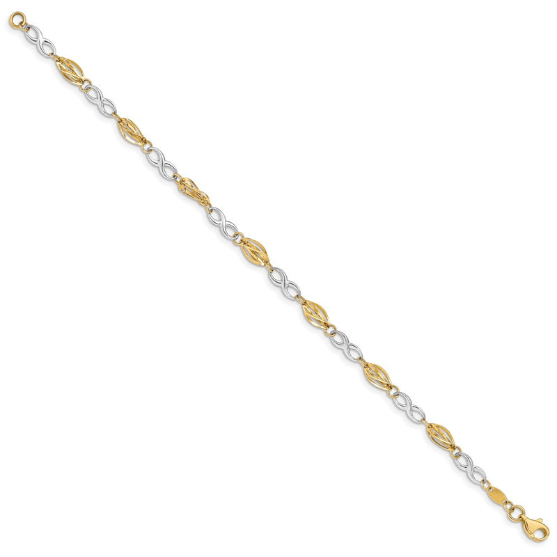 7.5 Inch 14K Two-Tone Polished Infinity Symbol 7.5In Bracelet