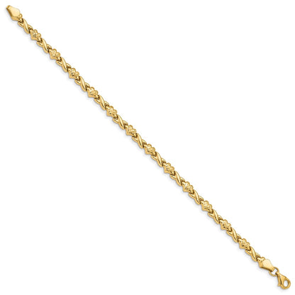 7 Inch 14K Polished D/C Heart 7In Bracelet