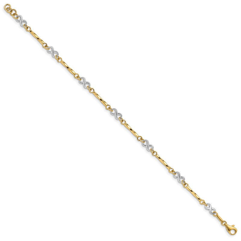 7.5 Inch 14K Two-Tone Fancy Link Bracelet