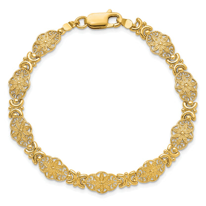 7.5 Inch 14K Fancy Floral Link Bracelet