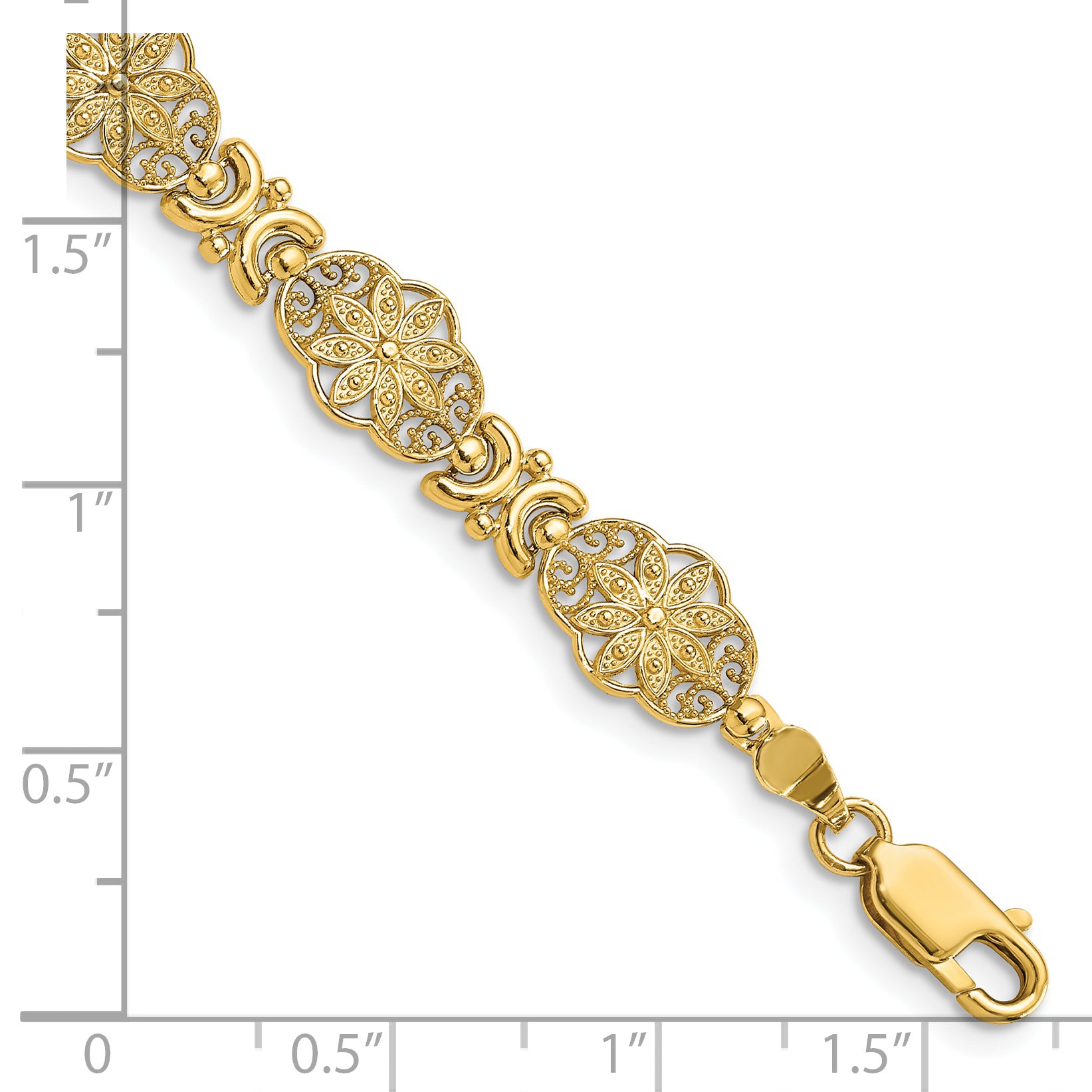 7.5 Inch 14K Fancy Floral Link Bracelet
