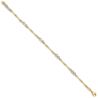 7.5 Inch 14K Two-Tone Polished Infinity Bracelet