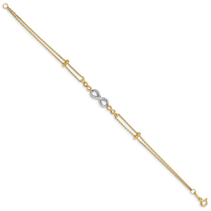 7.5 Inch 14K Two-Tone Polished D/C Multi-Strand Infinity Bracelet