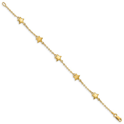 7 Inch 14K Brushed & Polished Stars Bracelet