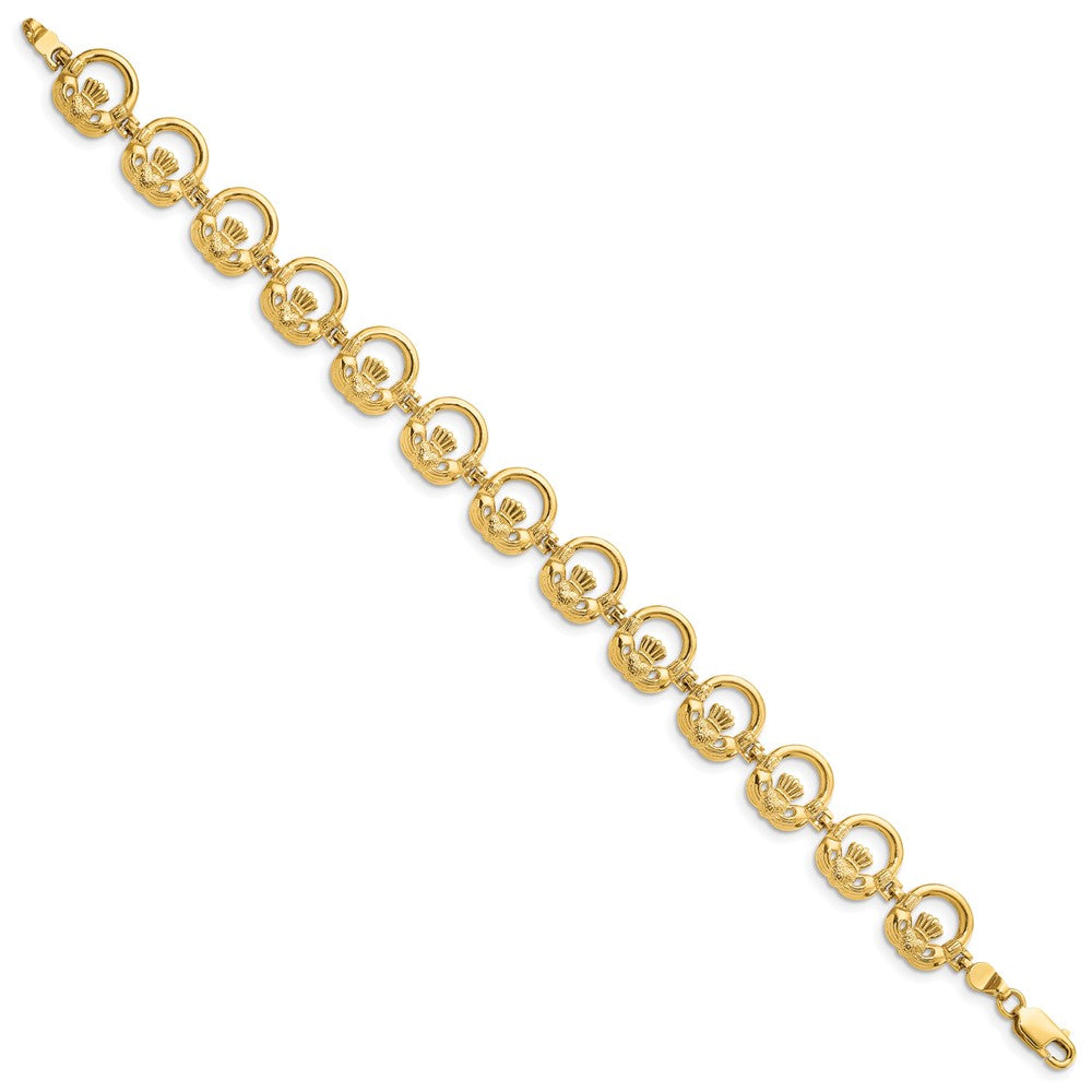 7.25 Inch 14K Claddagh Circle Horizontal Bracelet
