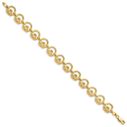 7.25 Inch 14K Claddagh Circle Horizontal Bracelet