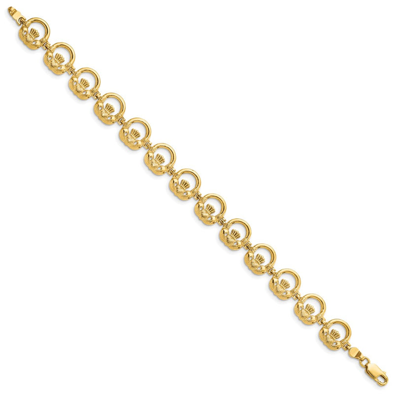 7.25 Inch 14K Claddagh Circle Horizontal Bracelet