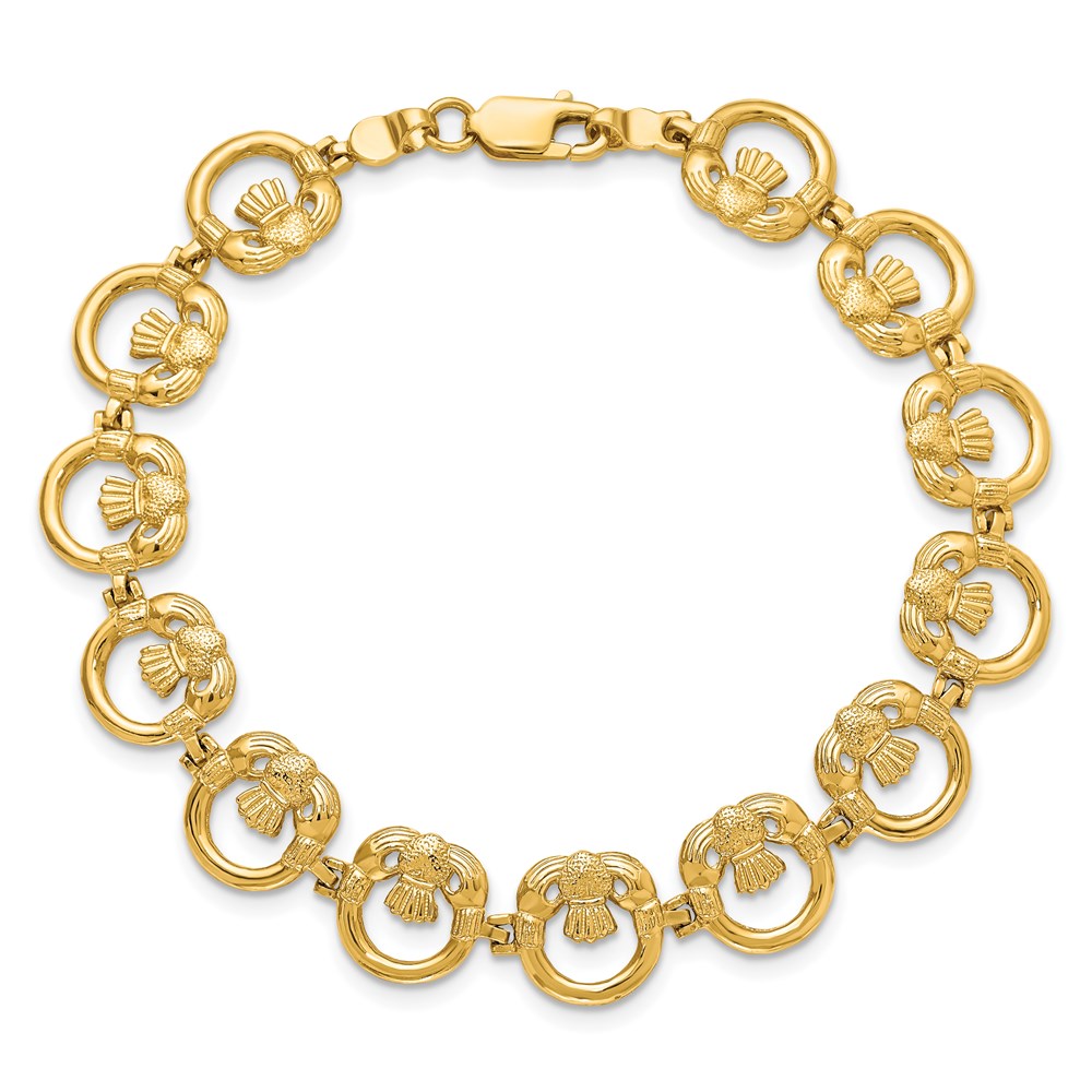 7.25 Inch 14K Claddagh Circle Horizontal Bracelet