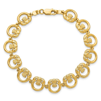 7.25 Inch 14K Claddagh Circle Horizontal Bracelet