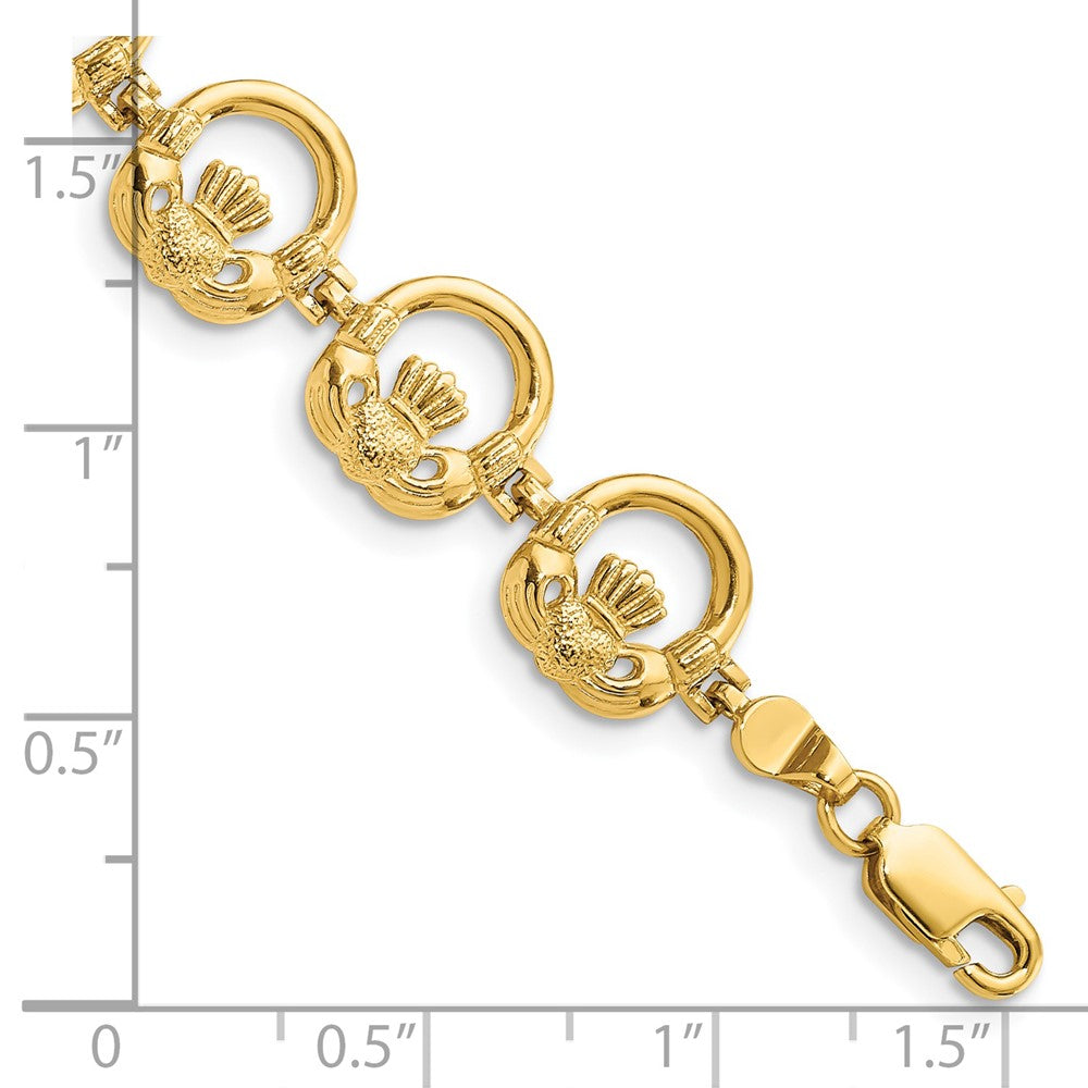 7.25 Inch 14K Claddagh Circle Horizontal Bracelet