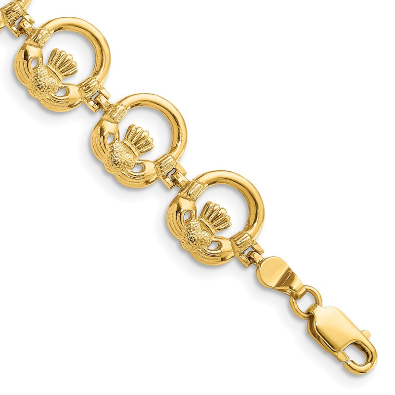 7.25 Inch 14K Claddagh Circle Horizontal Bracelet