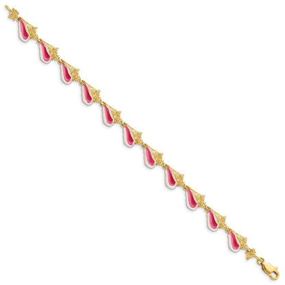 7.25 Inch 14K Enamel 3-D Conch Shell Bracelet