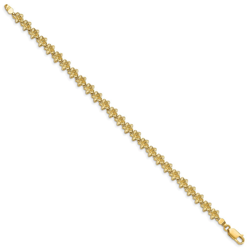 7.25 Inch 14K Plumeria Flower Bracelet
