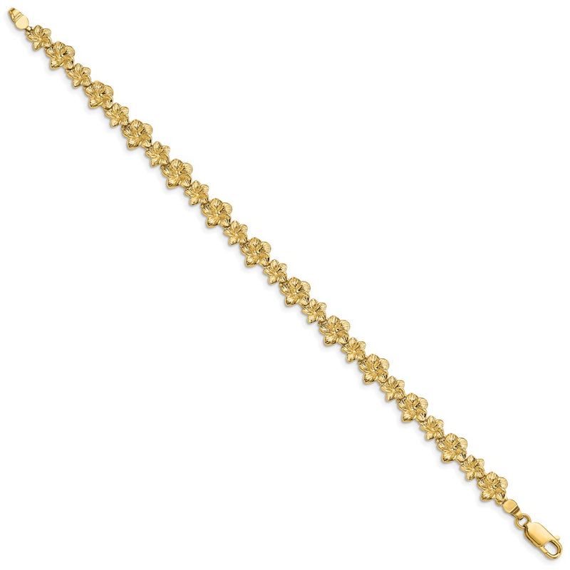 7.25 Inch 14K Plumeria Flower Bracelet