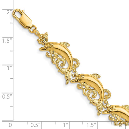 7.5 Inch 14K Dolphin Bracelet