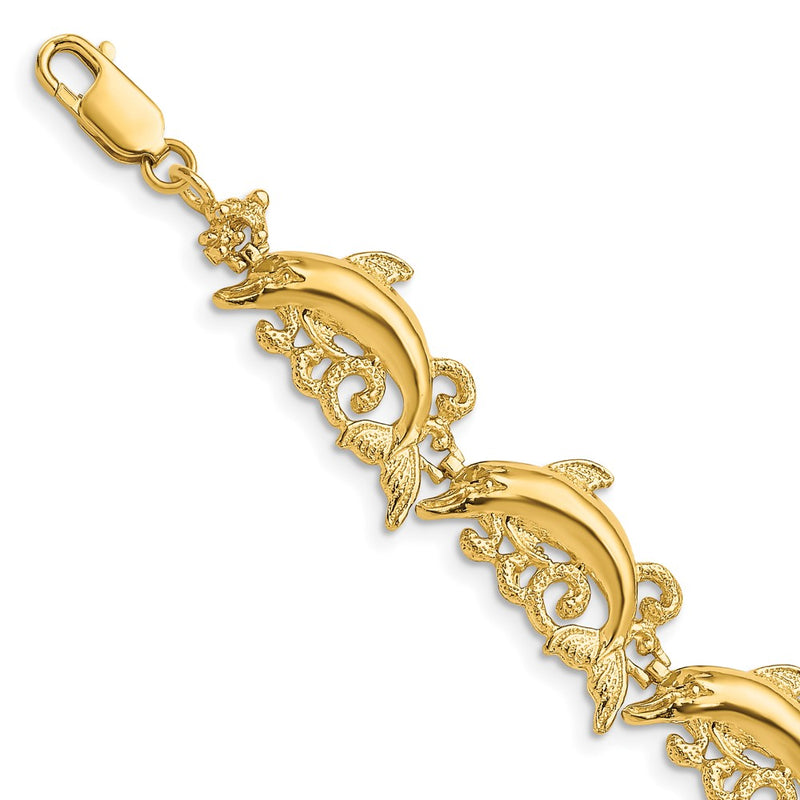 7.5 Inch 14K Dolphin Bracelet