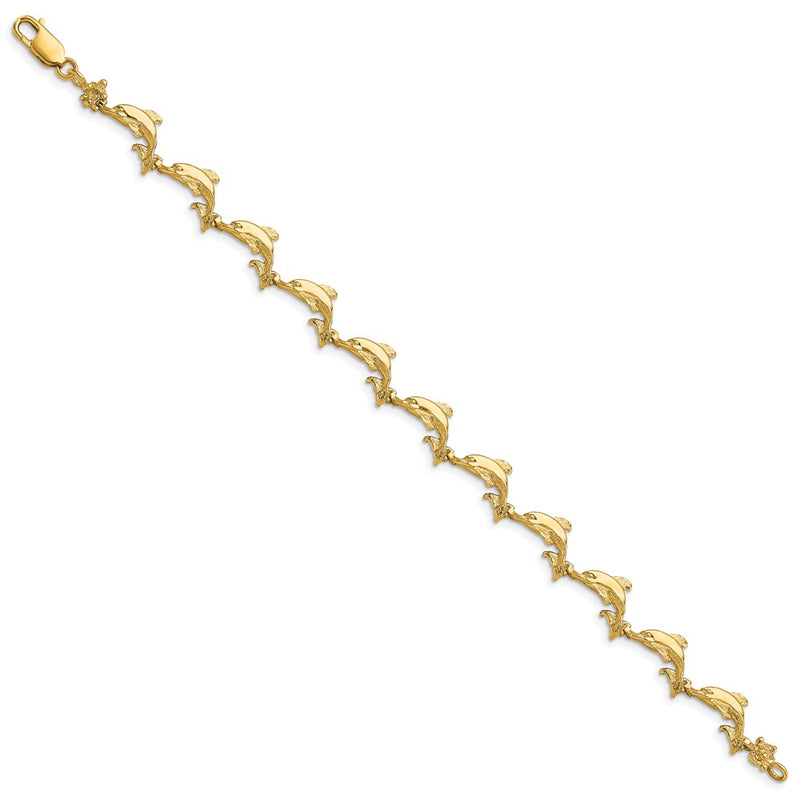 7.25 Inch 14K Dolphin Bracelet