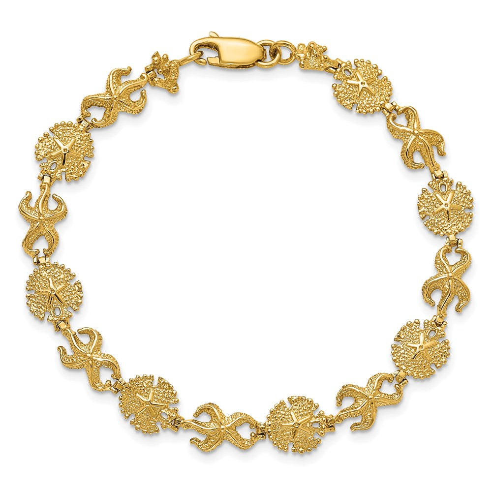 7 Inch 14K Starfish /Sand Dollar Bracelet