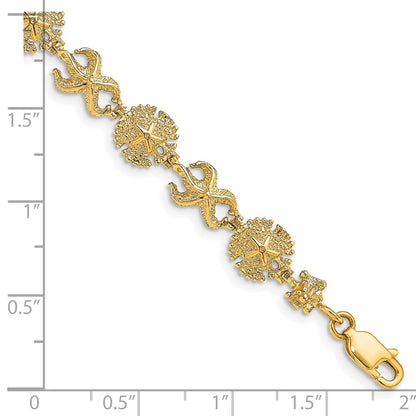 7 Inch 14K Starfish /Sand Dollar Bracelet