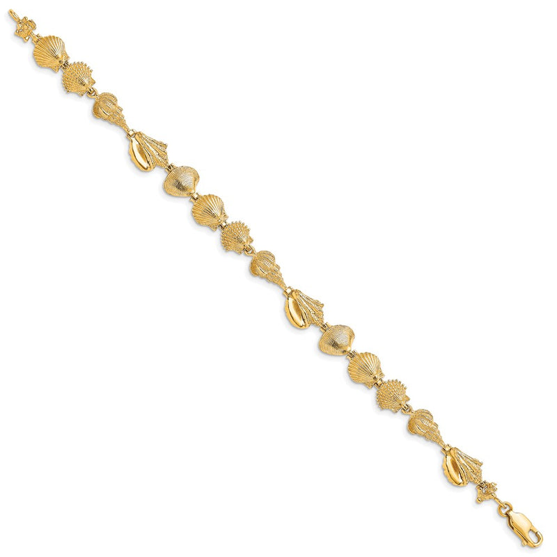 7.25 Inch 14K Sea Shells Bracelet