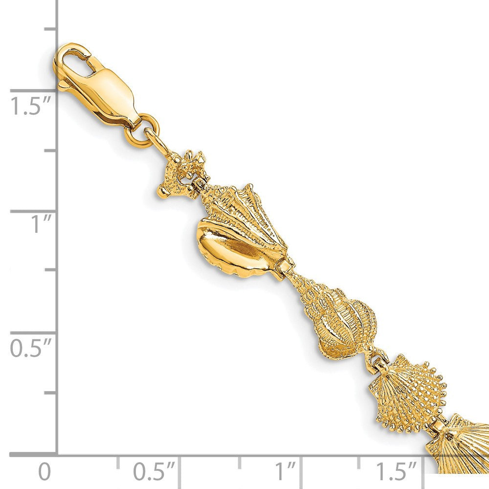 7.25 Inch 14K Sea Shells Bracelet