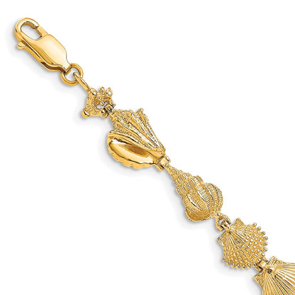 7.25 Inch 14K Sea Shells Bracelet