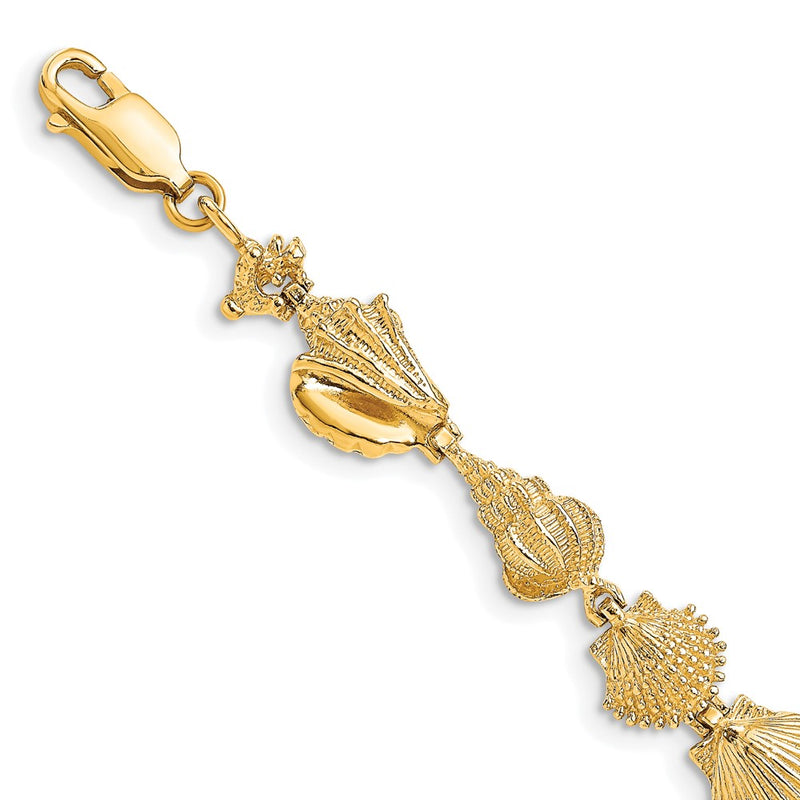 7.25 Inch 14K Sea Shells Bracelet